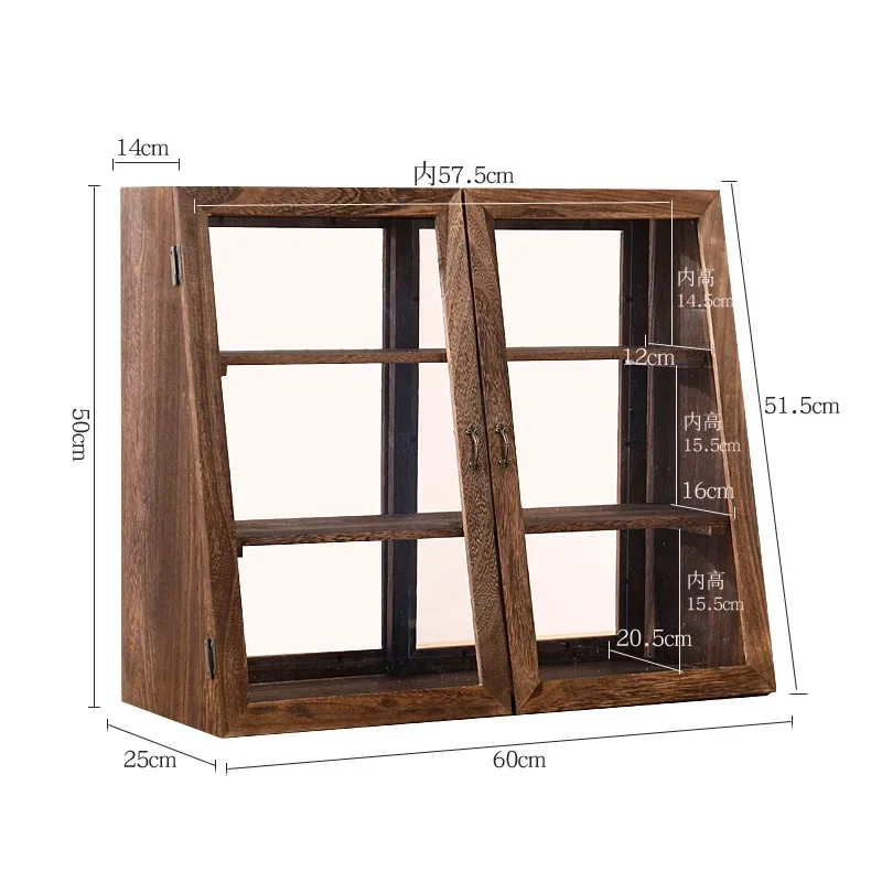 Armario de exhibición de madera maciza, almacenamiento de juegos de té a prueba de polvo, estante de aparador multifuncional, gabinete de