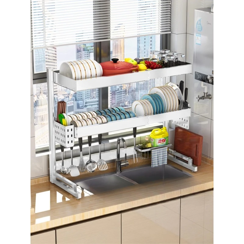 

Expansion 304 stainless steel kitchen sink storage chopsticks drain dishwashing sink, dish storage rack