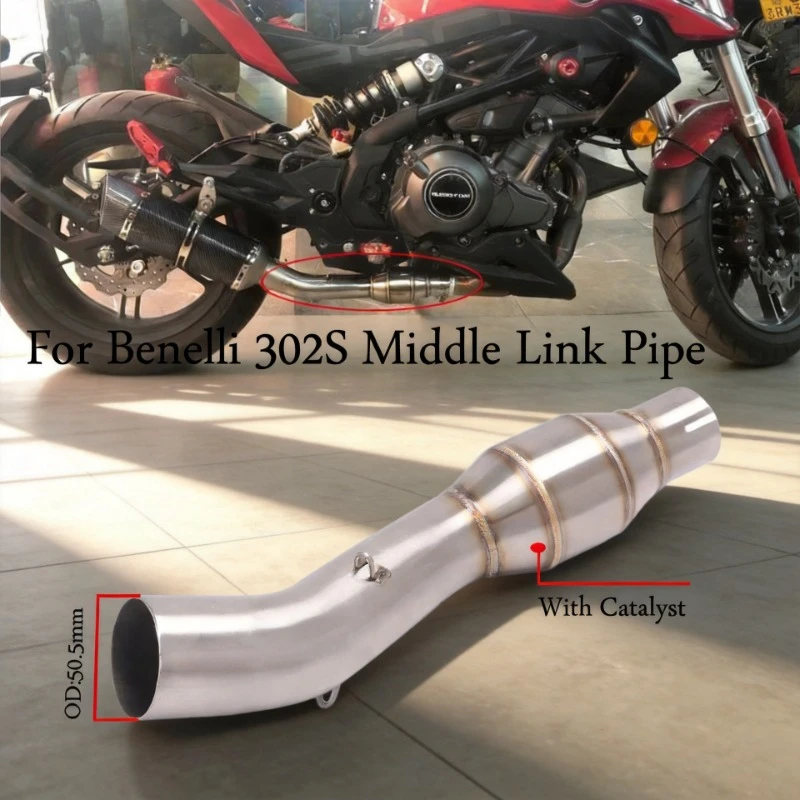 

Slip On For Benelli 302S 302S Motorcycle Exhaust Escape Modified Stainless Steel Middle Link Pipe Connection 51mm Muffler Moto