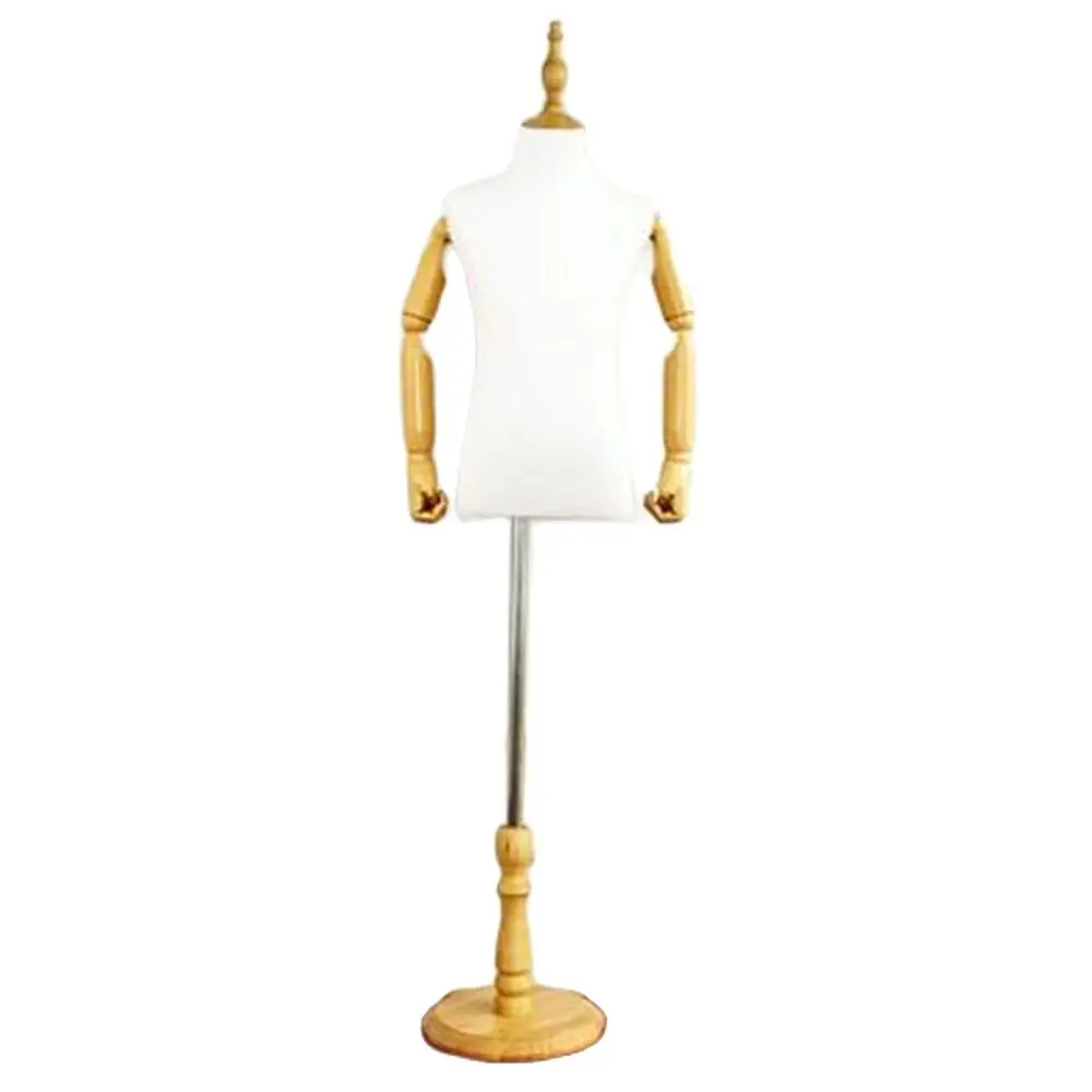 

2-4Year Children's Head Clothing Mannequin, Half-style Models Props, Lince Fabric, Wood Disc Base, Pet Wood Hand, D350