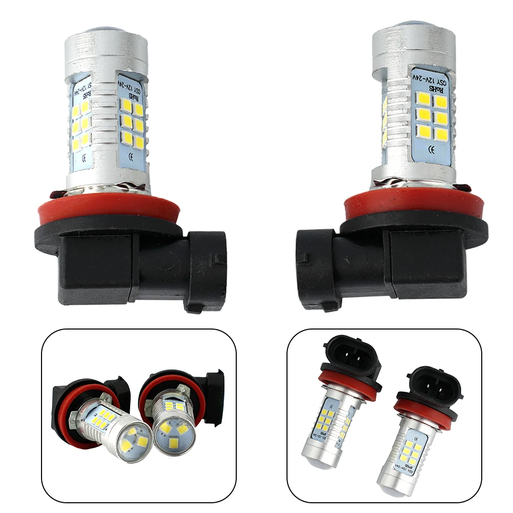 2 Stuks H8 H9 H11 Led Auto Koplamp Mistlamp Lampen Hoog Licht Auto Koplamp Wit 6000K 200W 2000lm 21-smd 12-24V Mistlamp