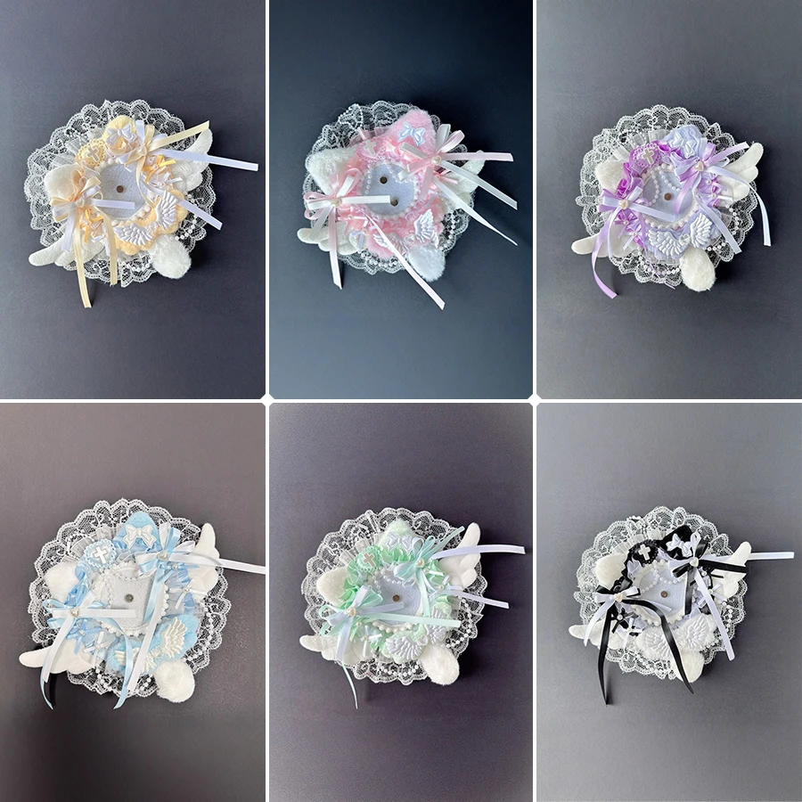 6 Color Options: Pink, Yellow, Blue, Green, Black, Purple, Cute Lolita Lace Badge Display Stand, Heavy-Duty DIY Finished Product with Hanging Chain, Can Be Used as a Backpack Pendant, Fan Art Decoration, Anime Character Badge Holder, Chest Badge Holder