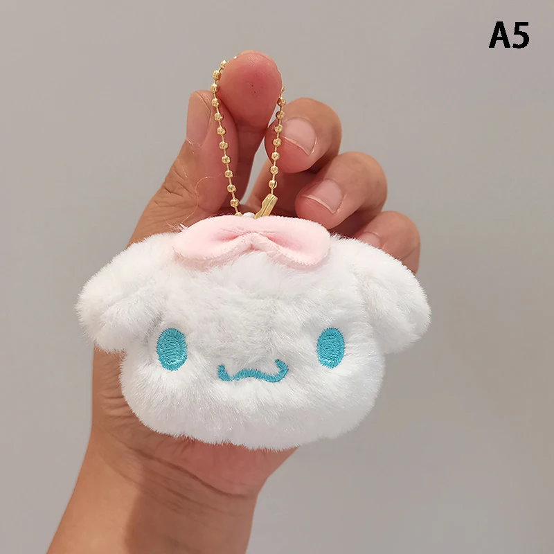 سلسلة مفاتيح قطيفة Sanrio Kuromi Cinnamoroll ، ألعاب دمية كرتونية ، أقراط مفاتيح محشوة حيوانية ، حلي حقيبة ، هدية تزيين قلادة