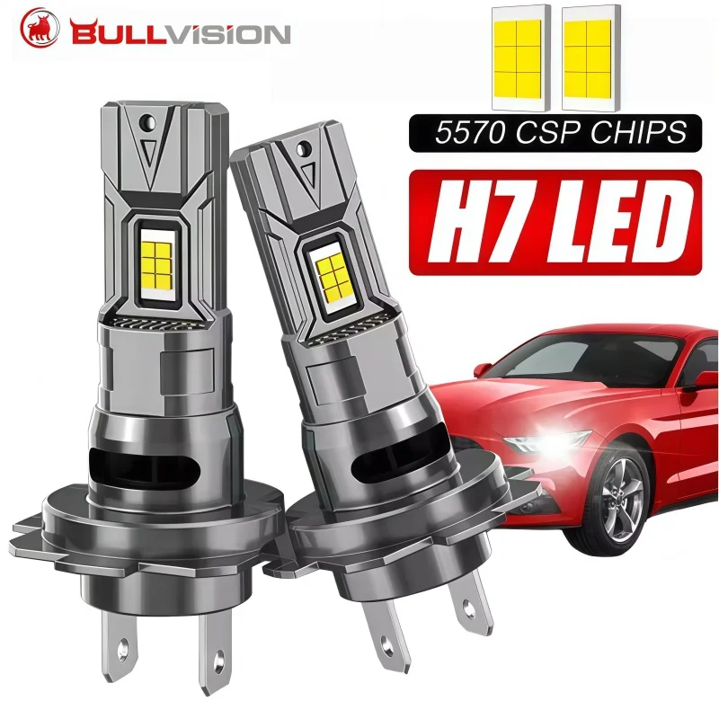 Bullvision H11 Led Canbus Lights 1:1 Mini Size Car Headlight With Fan Super Bright Wireless Turbo Fog Bulb 6000K Automobile Lamp