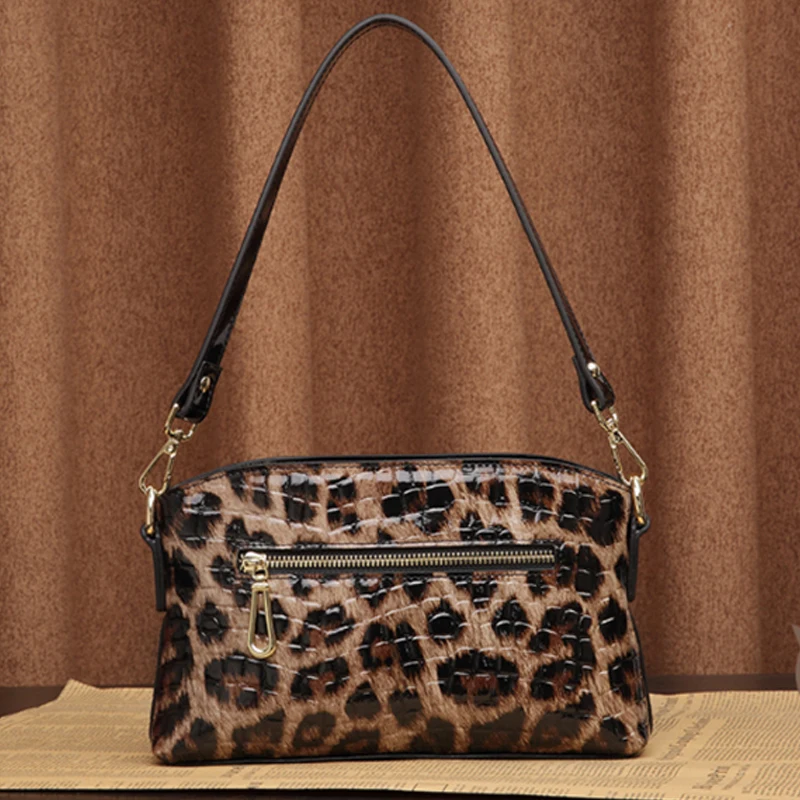 Fashion Leopard small bag women shoulder bag women\'s handbags real cowhide leather bag genuine leather women shoulder bag