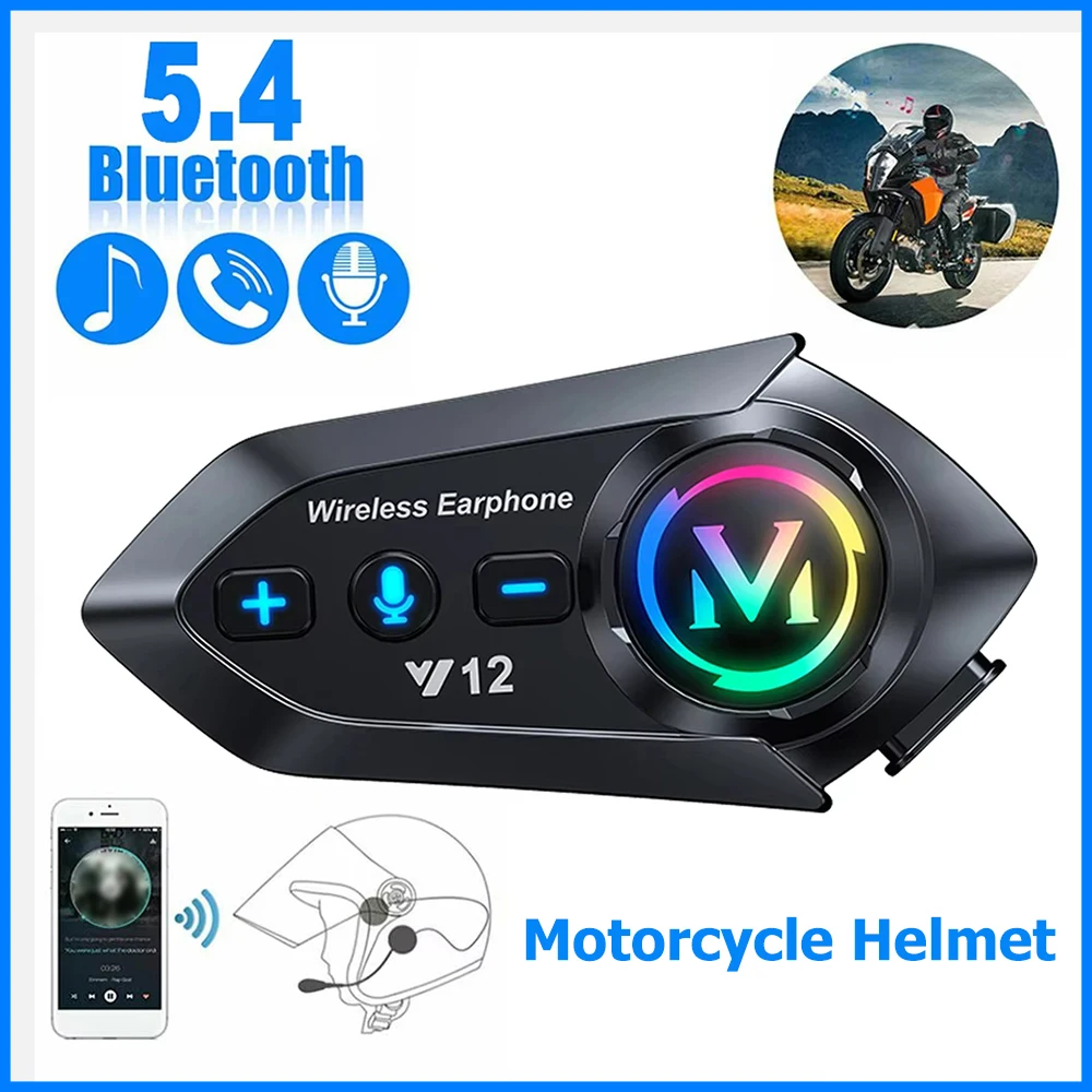 

Y12 Motorcycle Helmet Headset Bluetooth 5.4 Motorcycle Wireless Hands-on Talking Headset Waterproof Moto Headphone