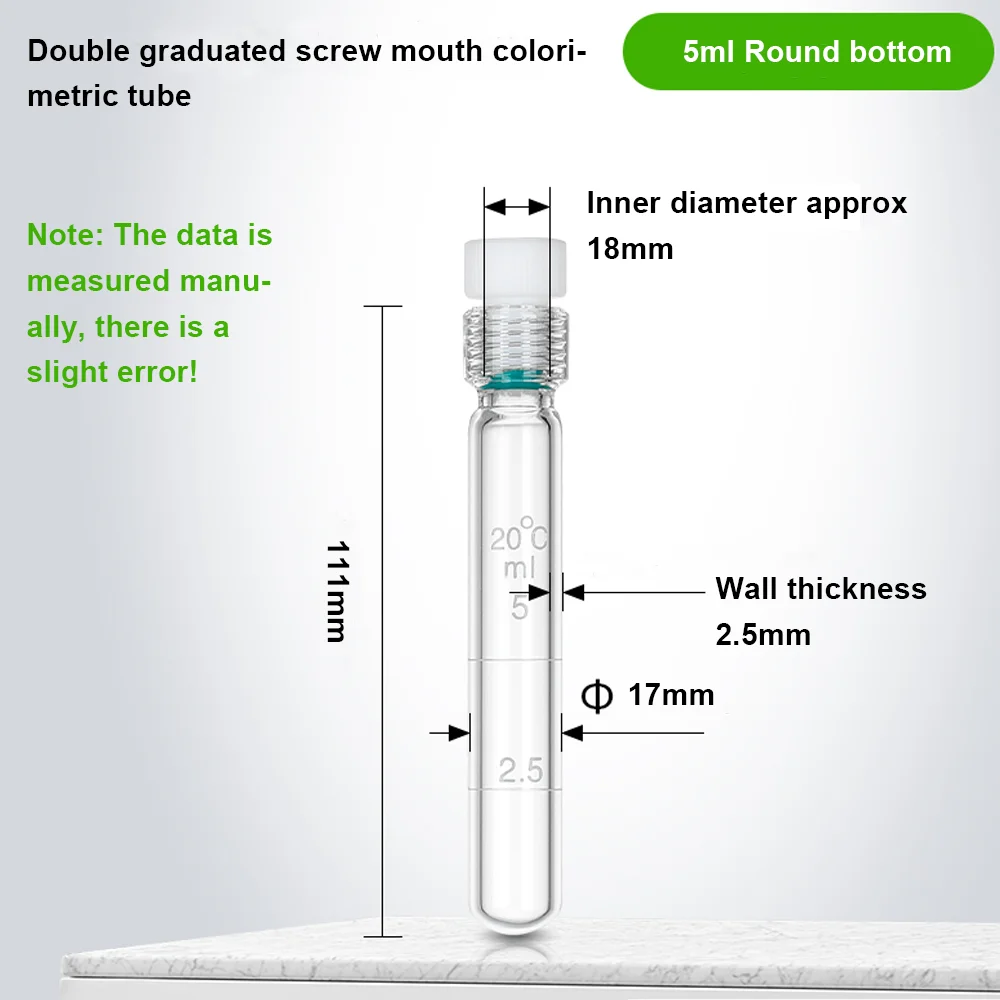 Double Graduated Round Bottom Screw Top Nano Colorimeter 5/10/25/35/50/75/100ml Amino Acid Sealed Reaction Tube