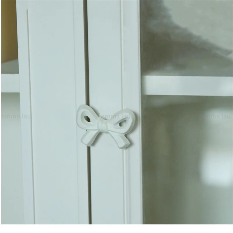 French Iron Furniture Handle Single Hole Cabinet Handles Door Drawer Knobs Pink Bow Decor Cupbaord Wardrobe Closet Pulls Diy