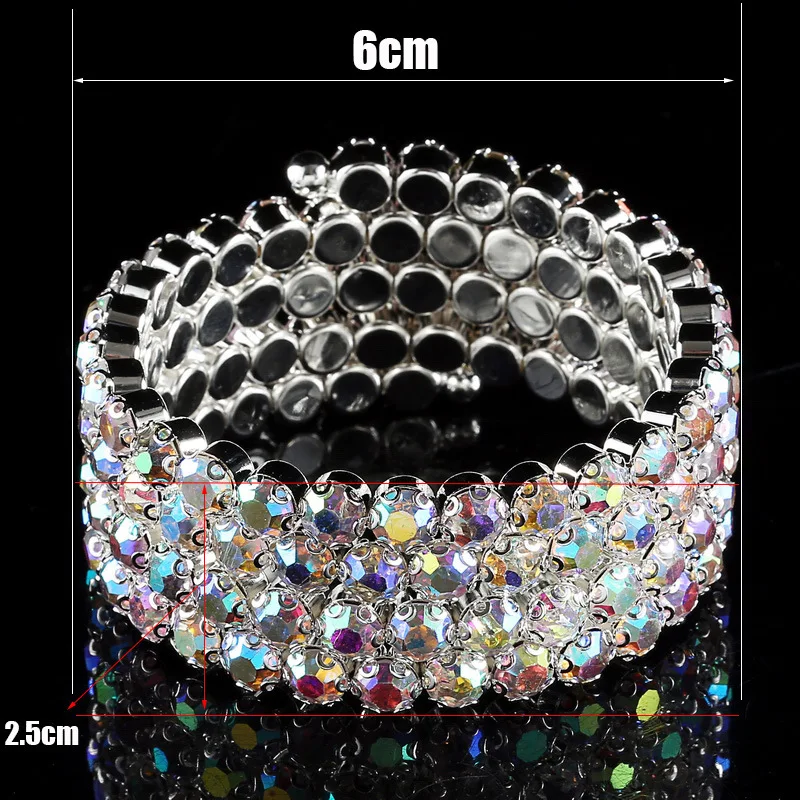 Luxury Women Bangles Multi Layer Shiny Crystal Bangles for Wedding Bridal Valentine