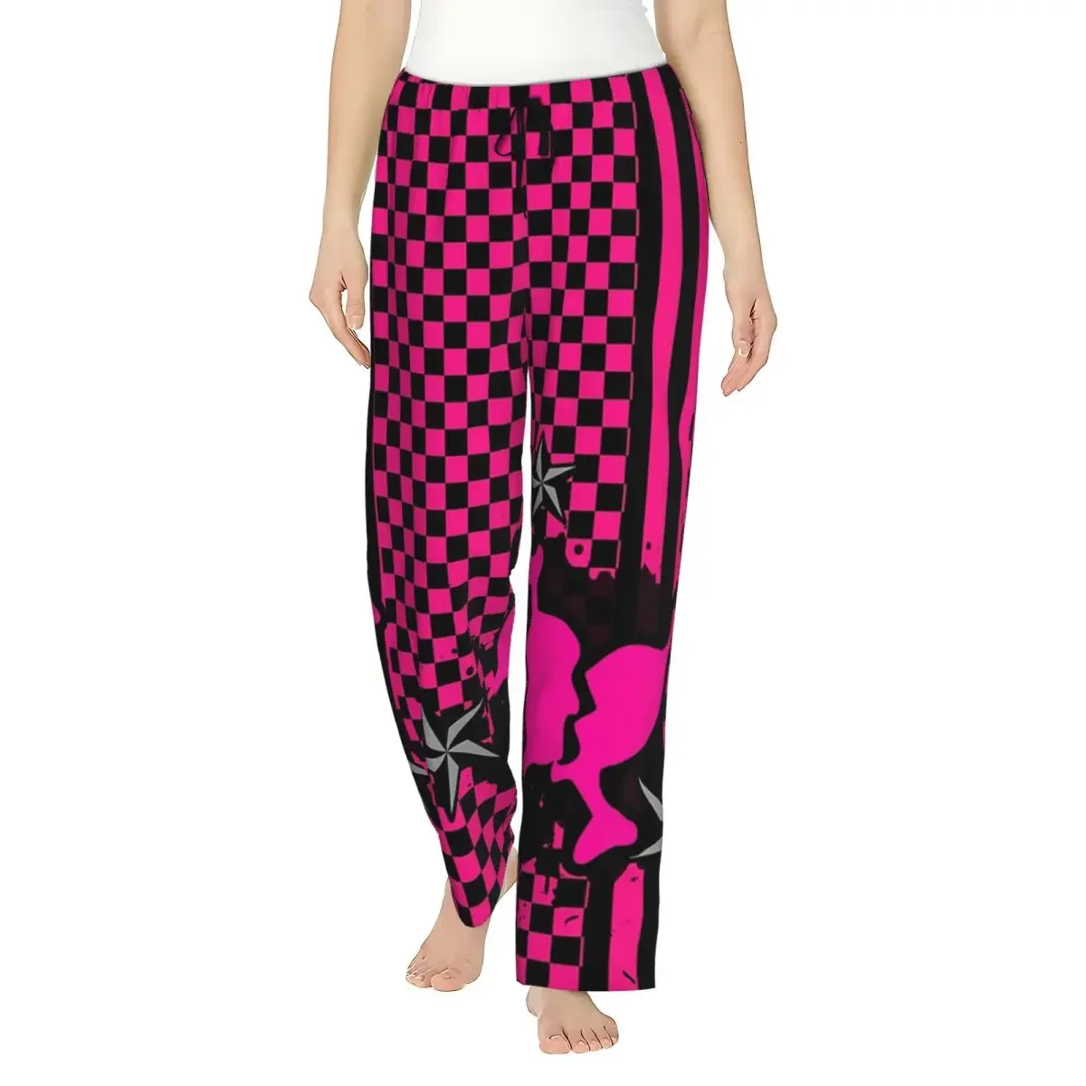 

Custom Punky Pink Emo Women Pajama Pants Lounge Sleep Sleepwear Bottoms with Pockets