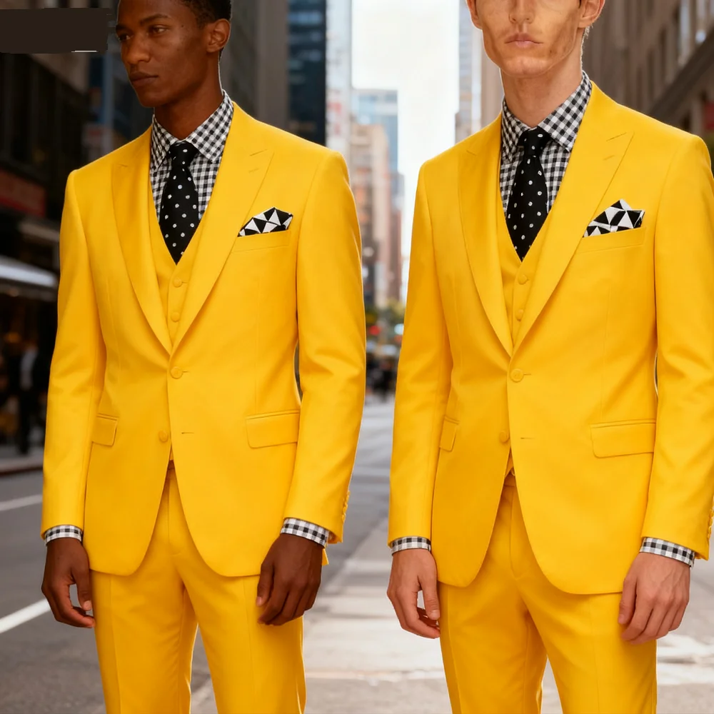 

Rose Red 3 Piece Men's Groom Tuxedo Slim Fit Business Suit with Double Breasted Blazer Vest And Pants for Wedding Party