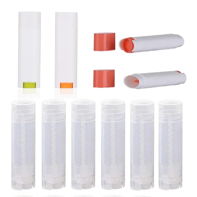 30pcs 4.5g Flat Shape Plastic Lipstick Tubes Refillable Twist-up Lip Gloss Balm DIY Cosmetic Lipstick Containers Oval Deodorant