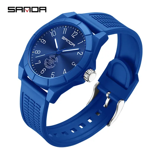 SANDA 6212 reloj de cuarzo Simple a la moda para estudiantes, relojes deportivos luminosos con correa de silicona resistente al agua para hombre y mujer, reloj para hombre