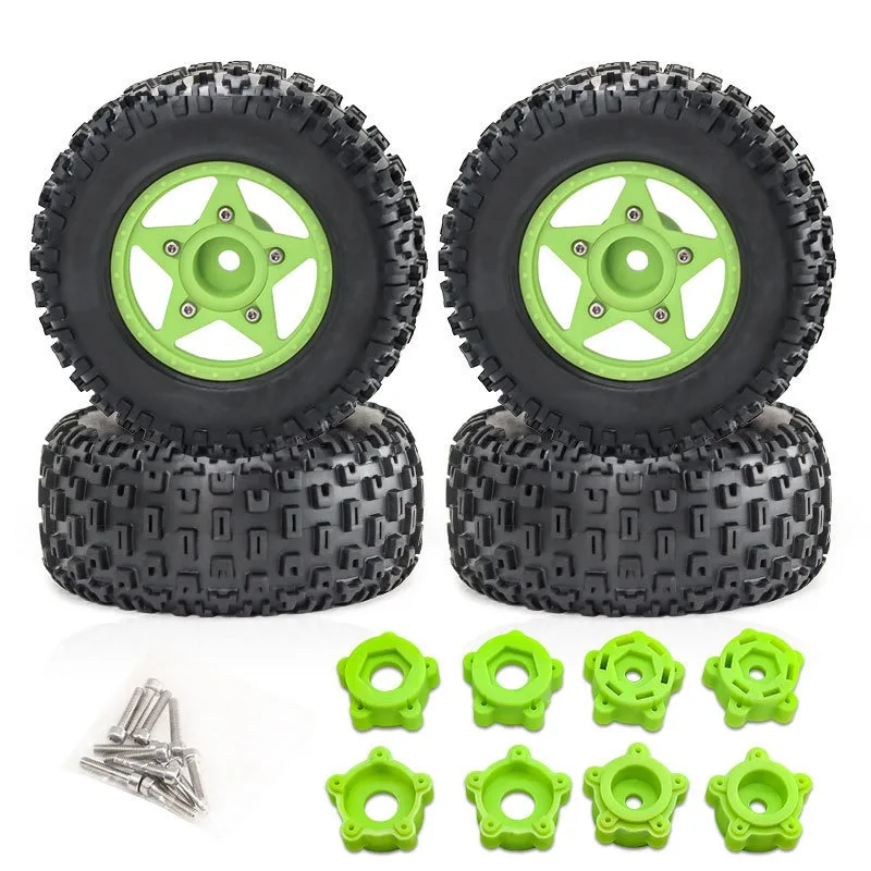 4Pcs 109mm 1/8 1/10 Short Course Truck Tire with 12mm 14mm 17mm Wheel Hex for Trxs Slash ARRMA SENTON Vkar SCTX10 HPI RC Car