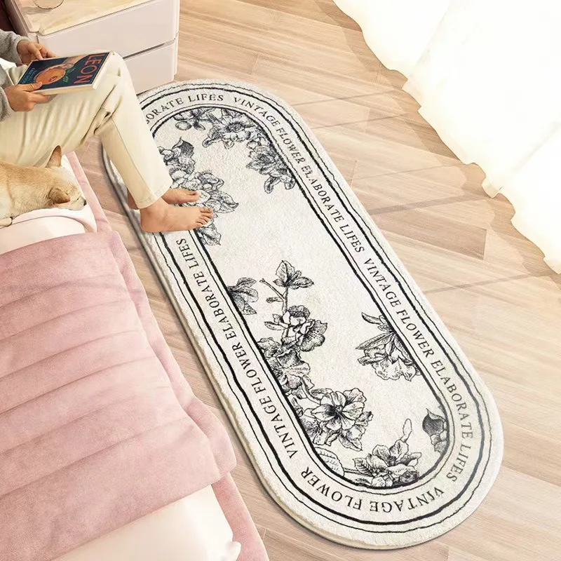 VIKAMA 50X160CM Imitation Cashmere Carpet Modern Minimalist Bedroom Bed Blanket Oval Headboard Pad Light Luxury Ins Style