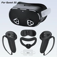 Juego de fundas de silicona para Oculus/Meta Quest 3S VR, controlador de auriculares, cubierta protectora, tapa de lente, funda facial, accesorios para máscara de ojos