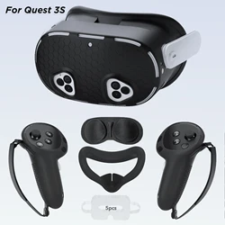 Silicone Cover Set for Oculus/Meta Quest 3S VR Headset Controller Grip Protective Cover Lens Cap Face Case Eye Mask Accessories