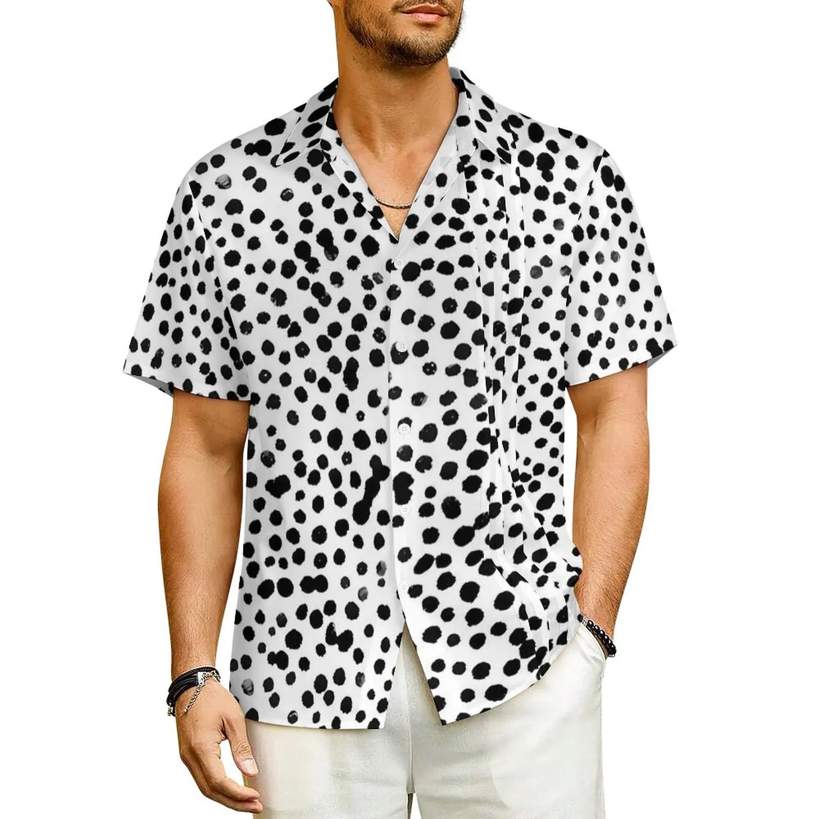 

Dalmatian Hawaii Shirt For Men Beach Animal Prints Casual Shirts Short Sleeves Stylish Printed Vintage Oversize Blouses