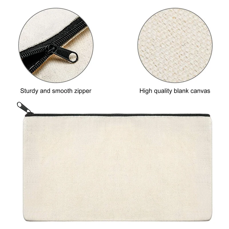 30Pcs Canvas Makeup Bags Canvas Zipper Pouch Bags Pencil Case Blank DIY Craft Bags Pouch For Travel DIY Craft School