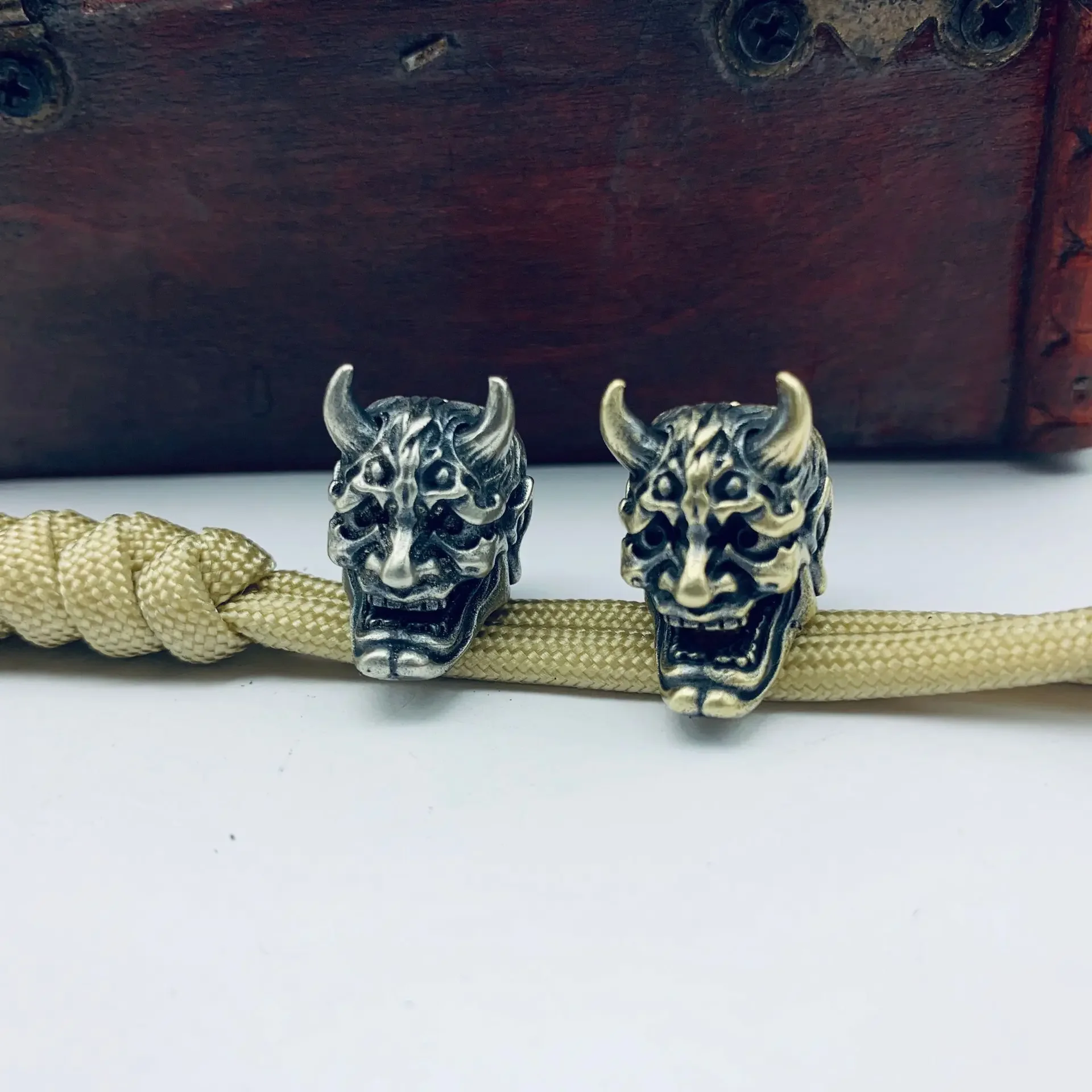 2022 New Prajna Brass Wholesale Keychain Pendant Bracelet Accessories Skull Retro Knife Pendant EDC Personality DIY Bucket Beads