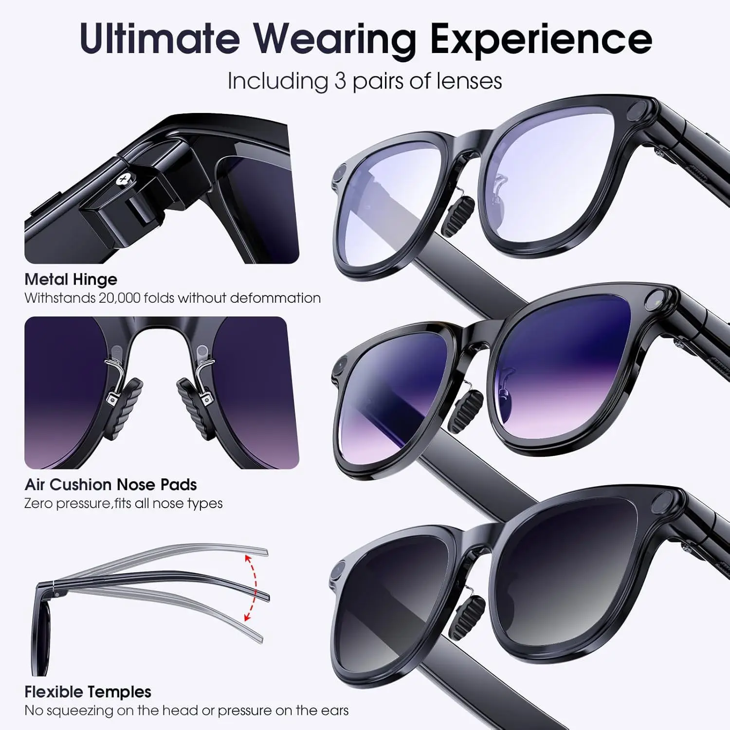 Cross-border A2 smart glasses with camera Multifunctional photo recording Real-time translation AI recognition AI smart glasses