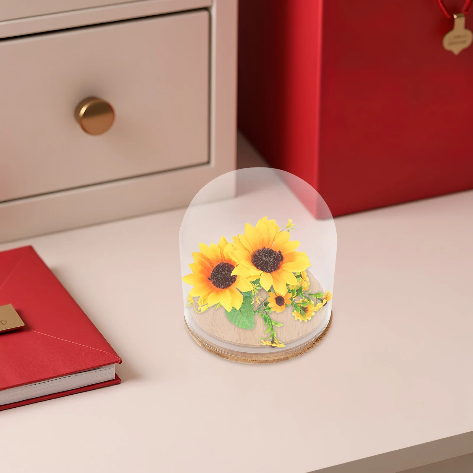 

Clear Glass Dome Cloche Bell Jar Bamboo Base Elegant Display Case for Eternal Flowers DIY Decorations Collectibles Dustproof