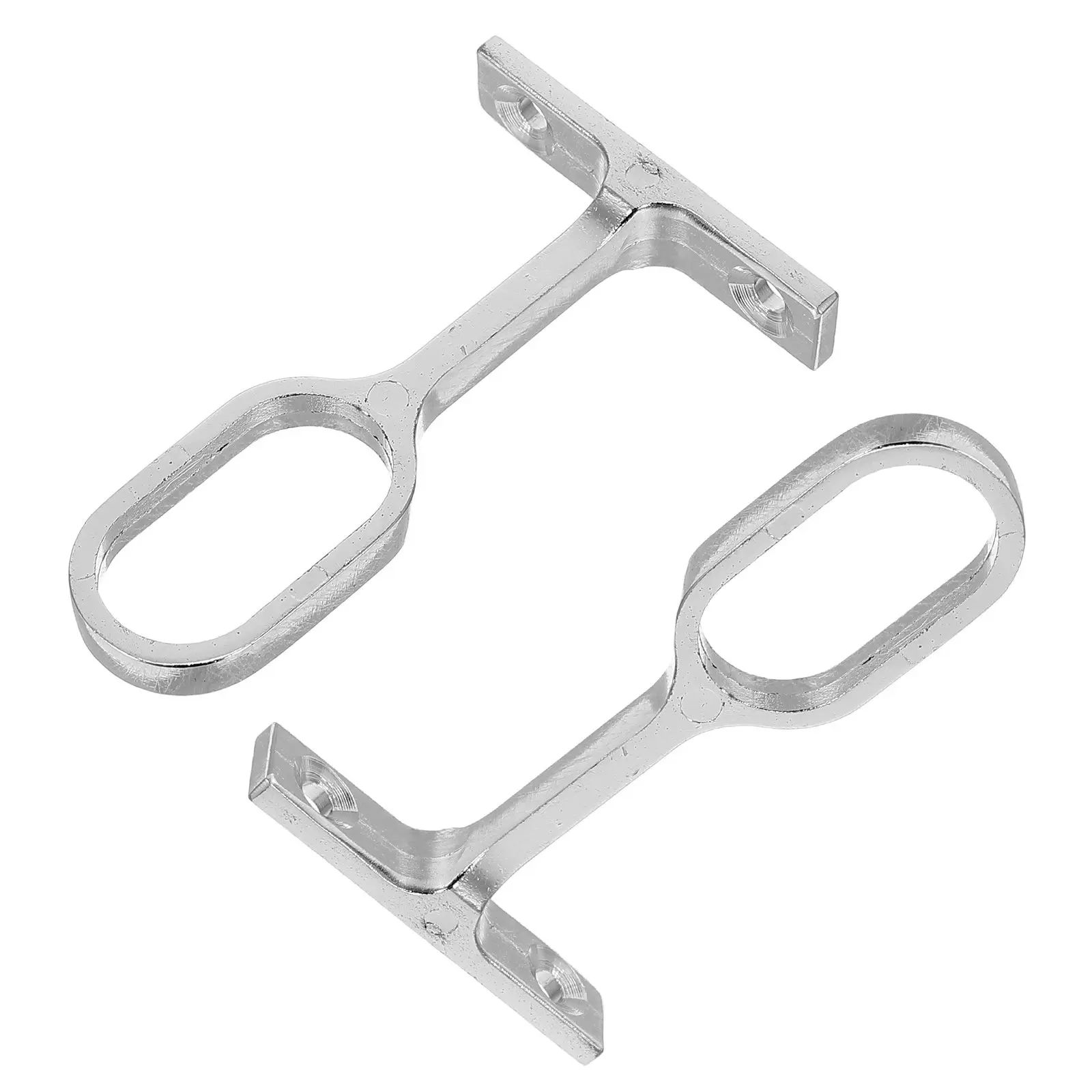 2Pcs Wall Mount Closet Rod Support Brackets Stainless Steel Oval Full-Through Base Heavy Duty Bedroom Wardrobe Rail Holders