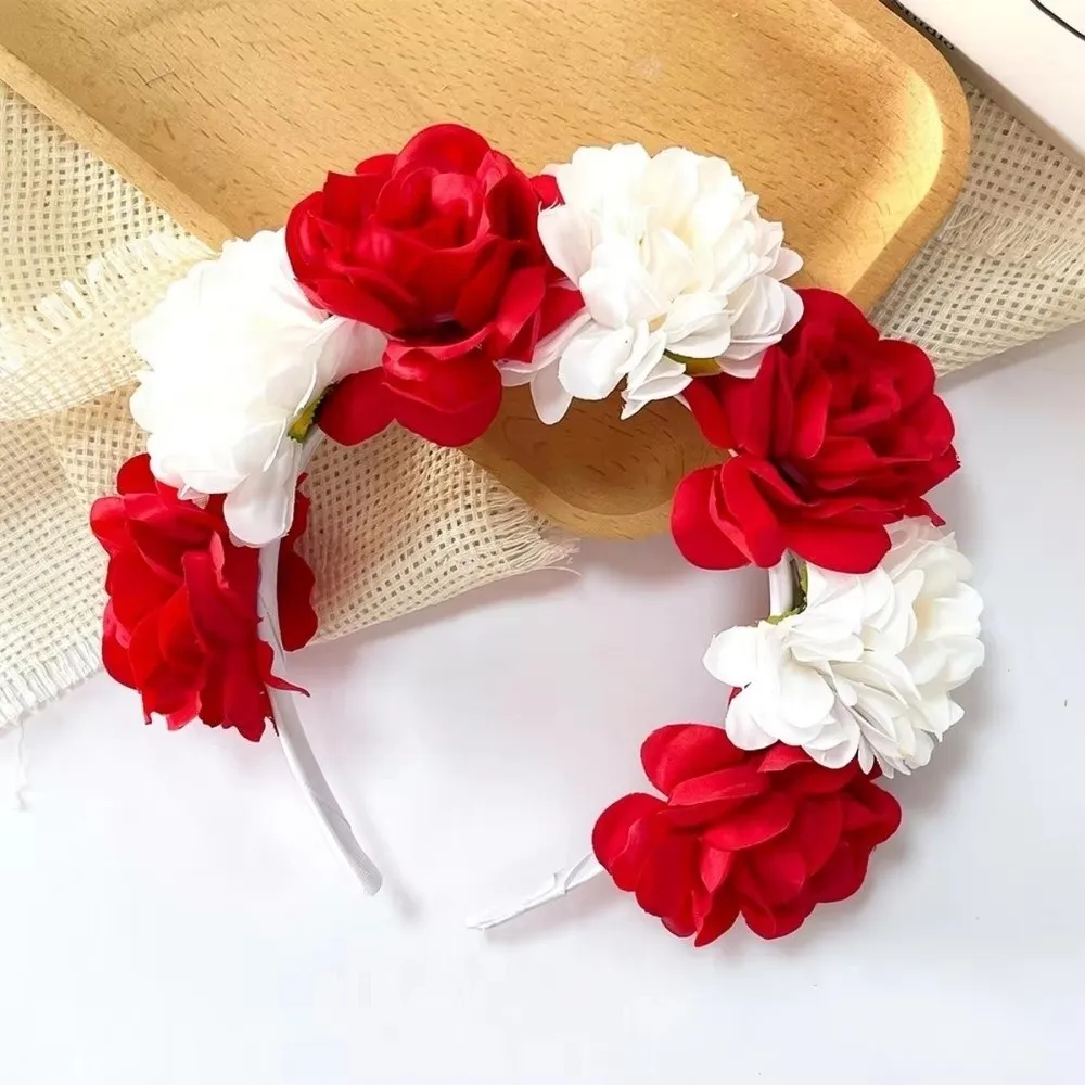 

Romantic Floral Headband Wreaths Garland Elegant Artificial Flower Crown Lightweight Handmade Bohemian Hair Accessories