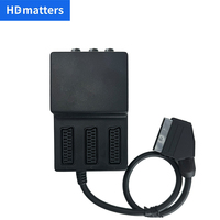 Scart Switch 3 in 1 out composite AV Switch with manual button EU Scart 3X1 Switcher SCART Male to 3x SCART Female