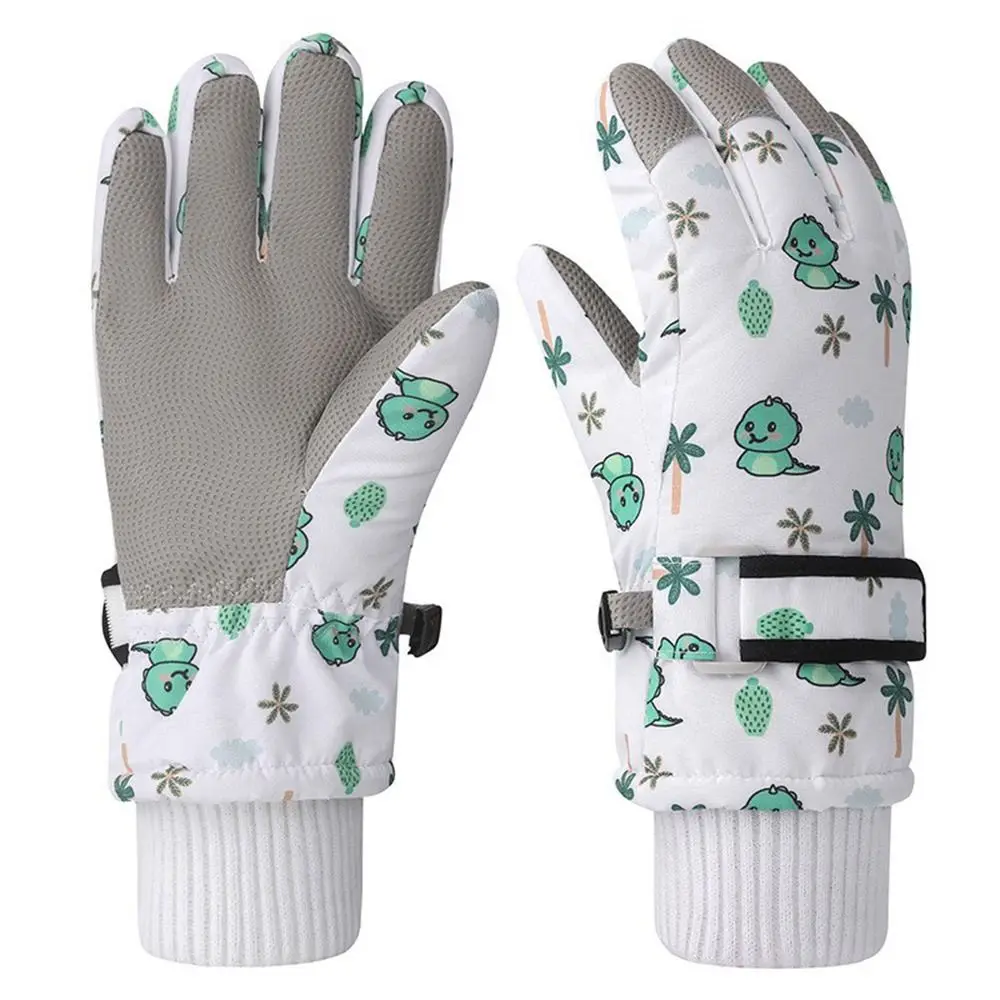 

4-12Y Thickened Fleece Boys Girls Gloves Plush Windproof Skiing Snow Gloves Winter Warm Waterproof Cycling Gloves Student Kids