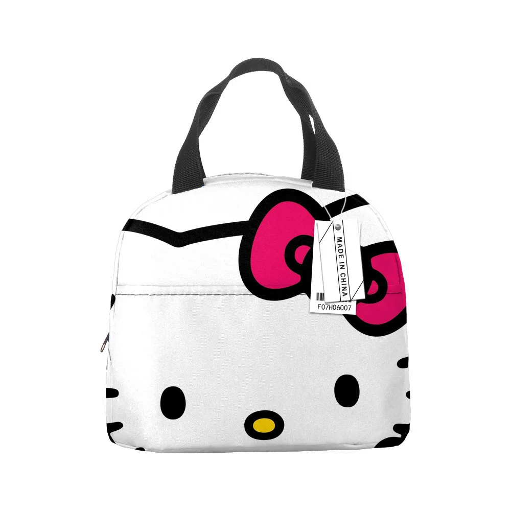 Sanrio-Bolsa de almuerzo de Hello Kitty para niña, bolsa de almuerzo portátil KT de gran capacidad, bolso Bento impermeable con aislamiento térmico