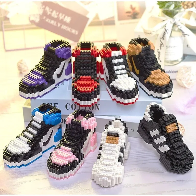 410PCS Small Particle Mini AJ Basketball Shoes Building Blocks Ornaments Model 3D Assembly Model Shoes Educational Toy Gift