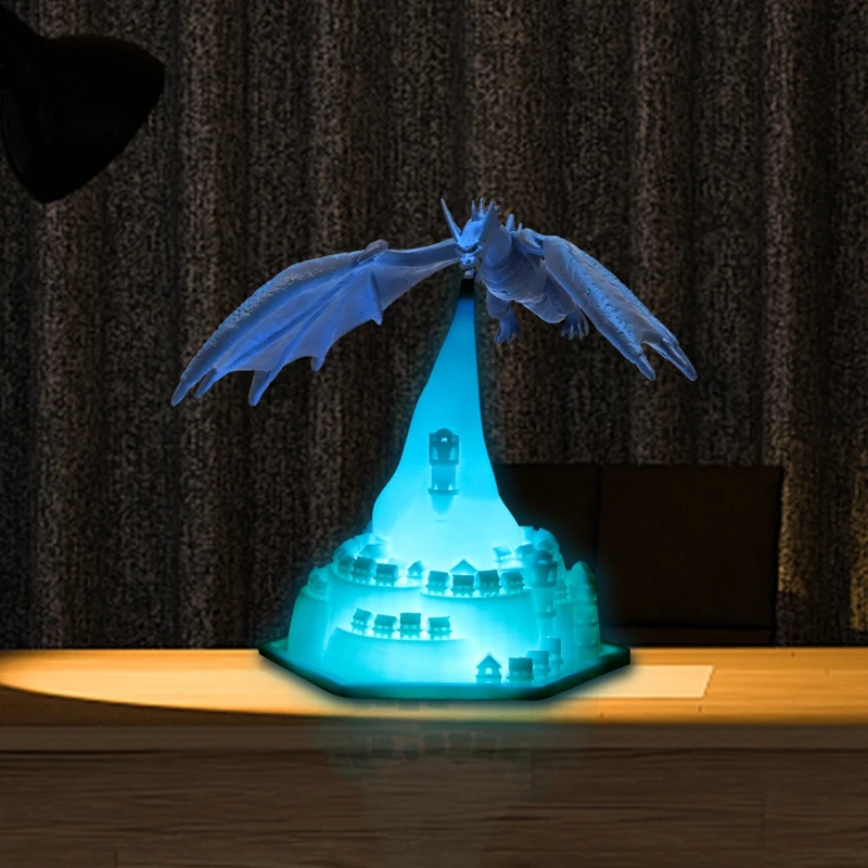 3D Printed Fire Breathing Dragon Shape Lamp Night Light For Children Room Bedroom Animal Decoration Rechargeable Light