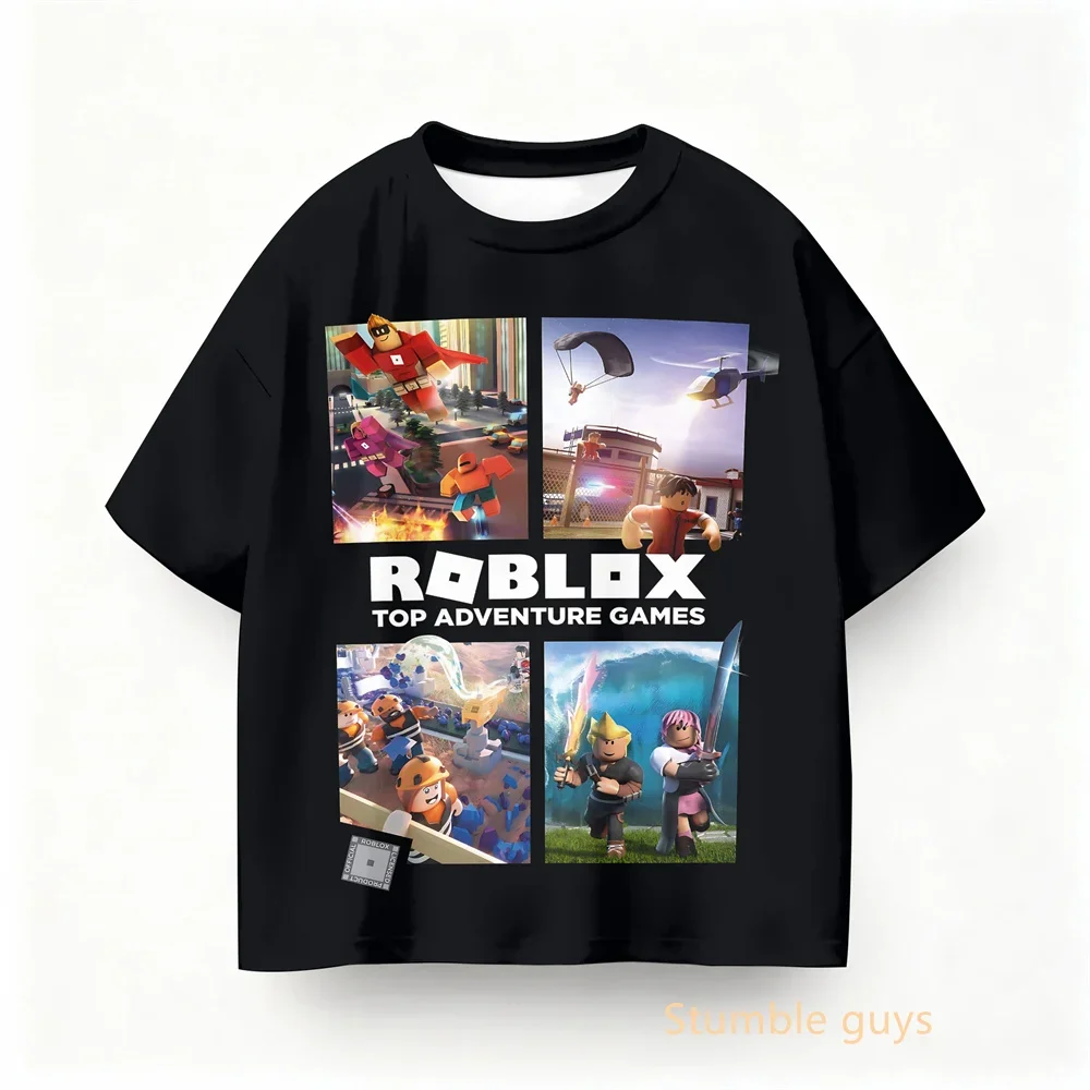 

Детская летняя футболка Roblox с героями мультфильмов, одежда для мальчиков, топы в стиле аниме для девочек
