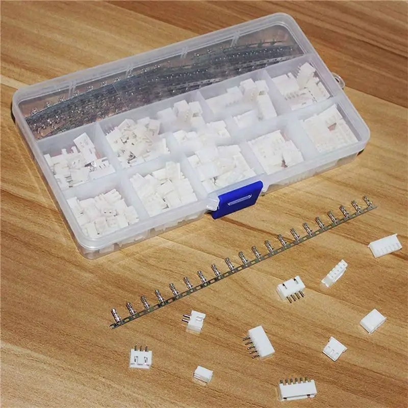 DT39 JST-XH Connector Kit 2.54mm 1840Pcs Female Pin Header 2/3/4/5/6 Pin Housing Connector Adapter Plug