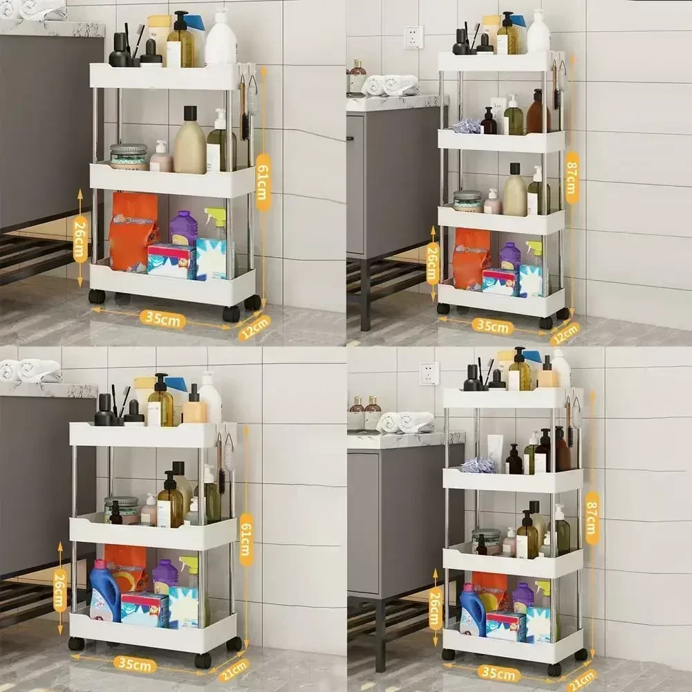 2025 Storage Cart Trolley Rack - Kitchen Bedroom Bathroom Rolling Vertical Shelf Kitchen Spice Organizer 3/4 Layer image 5
