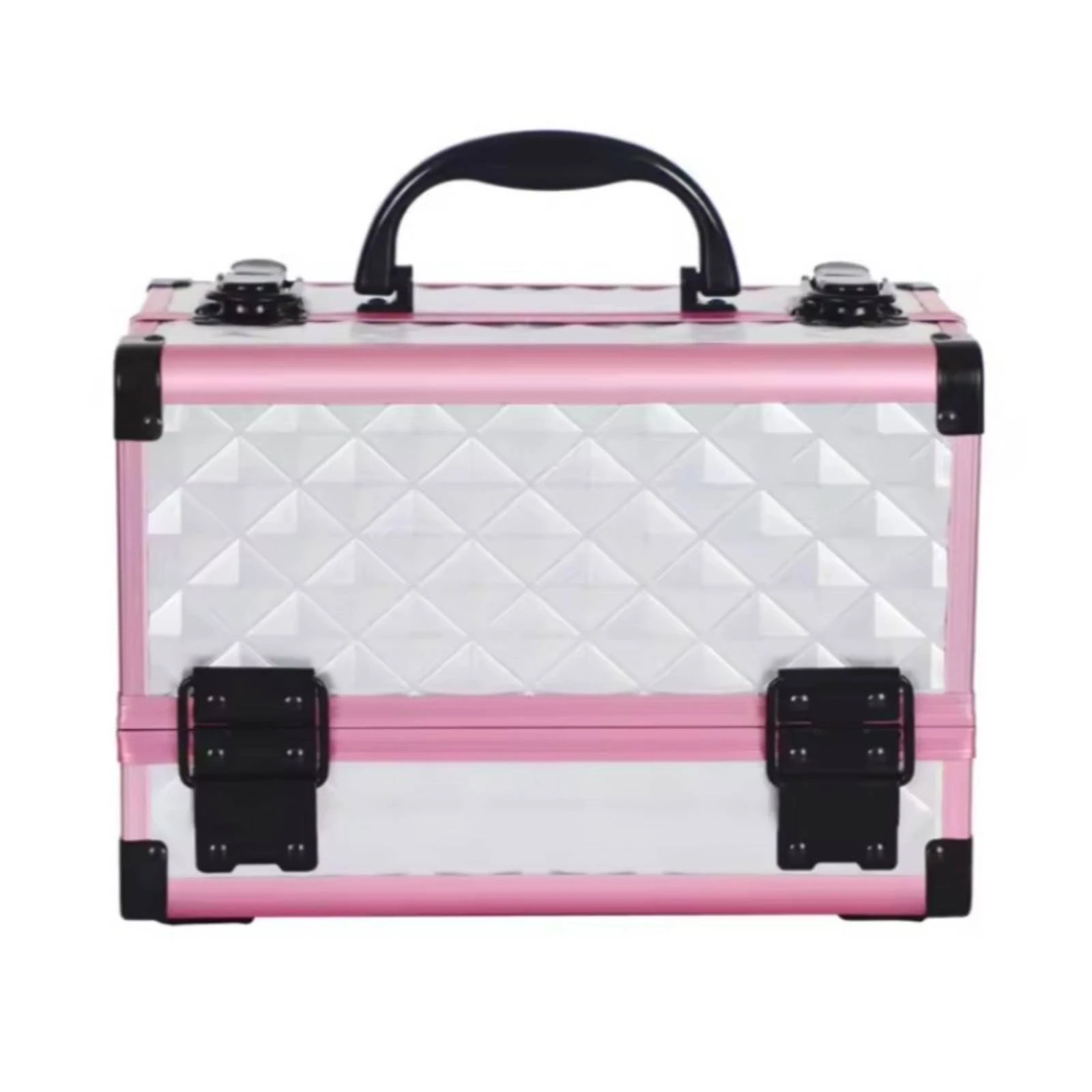Makeup Organizer Sturdy Cosmetic Organizer Case with Interior Mirror Makeup Carrying Case with Movable Trays Non-Slip Multi-Tier