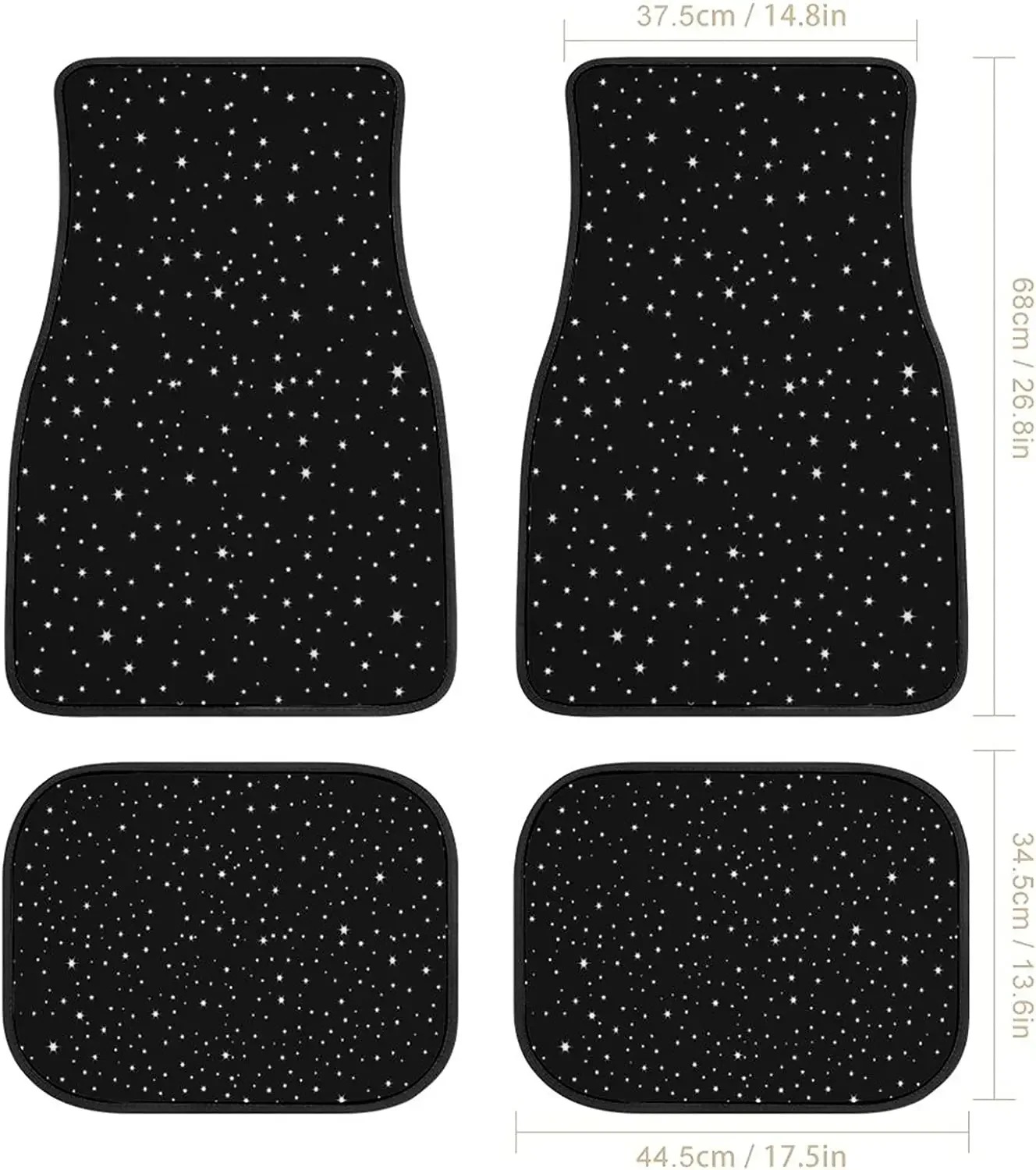 Car Floor Mat 4 Piece Sets Starry Night Universal All Weather Waterproof Driver Heel Pad Protector-Full Set Front & Rear Carpet