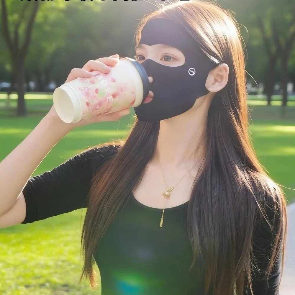Neue Atmungsaktive Eisseide-Maske Anti-UV Spurlose Sonnenschutzmaske Gesichtsschleier für Outdoor-Sport und Reiten Gesichtsmaske