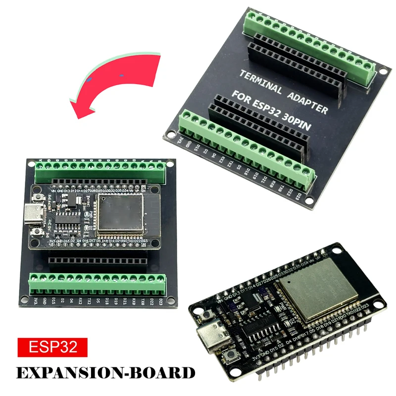 ESP32 Development Board Expansion Board Compatible ESP32 WiFi Bluetooth Module ESP-CH340C Ultra-Low Power Expansion Board 30 Pin