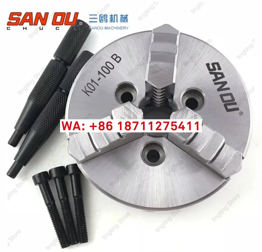 

Самоцентрирующийся ручной зажимной патрон SANOU с тремя захватами K01-100B 22 мм 3-M6 для деревообработки, малый патрон