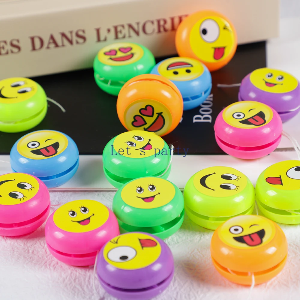 15Pcs Cartoon Mini Face plastic Yoyo Yo Yo Gadget Outdoor Toys for Kids Birthday Party Favors Pinata Fillers Kindergarten Prizes