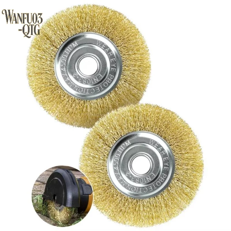 3Pcs Copper Wire Brush Set With Steel Wire Connector - Fine Round Head For Rust Removal, Sanding, And Cleaning