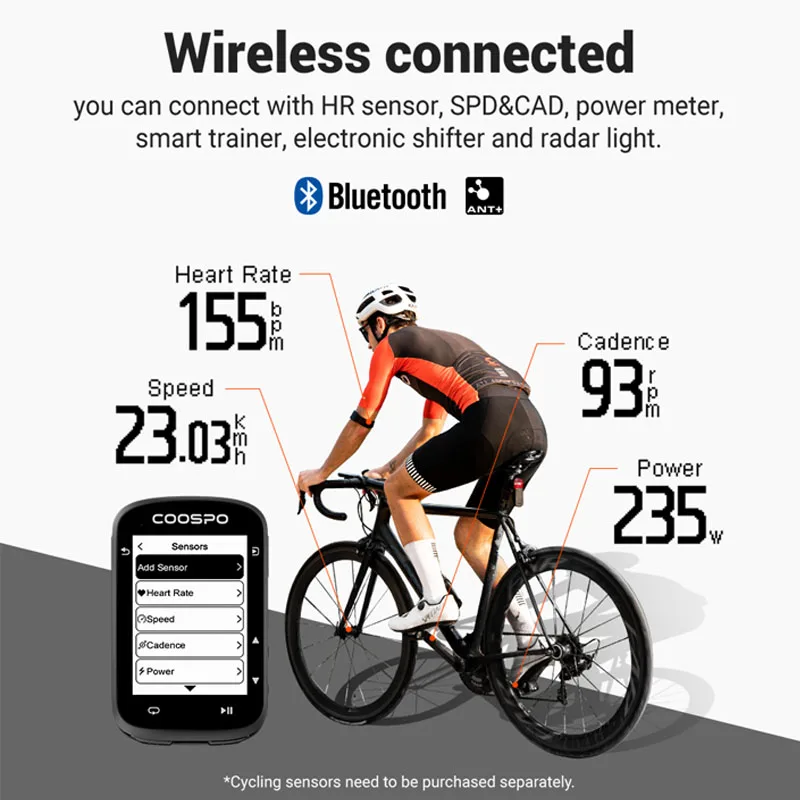 COOSPO CS500 GPS Wireless Cycling Code Meter! Combines Data Logging & Safety Monitoring for the Ultimate Cycling Experience!