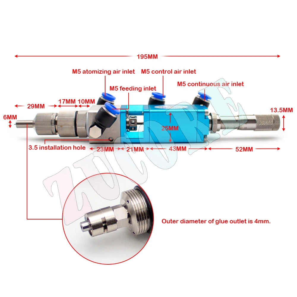 MY3510 Valve de pulvérisation de haute précision, pulvérisateur de colle, vanne de distribution, vanne d'atomisation à points, zone de Distance réglable