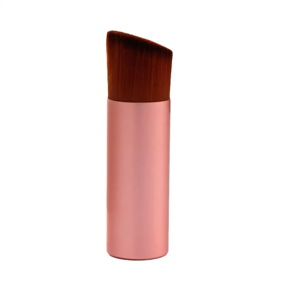 Portátil Mini Flat Foundation Brush para Mulheres, Ferramenta de Maquiagem Manipulada de Metal, Aplicação de Fundação Líquida, Não Coma Pó, E3r9