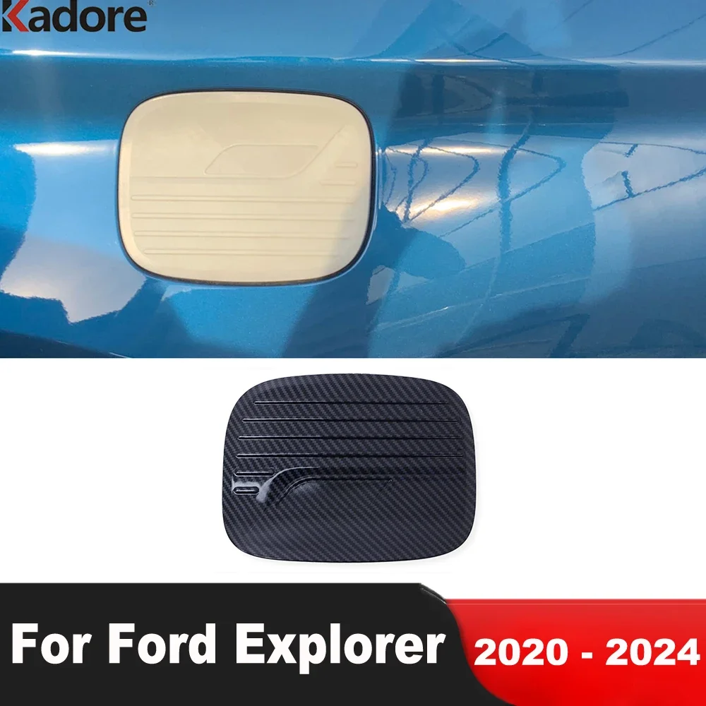 

For Ford Explorer 2020 2021 2022 2023 2024 Carbon Fiber Car Fuel Gas Tank Cover Trim Oil Gasoline Filler Cap Overlay Accessories