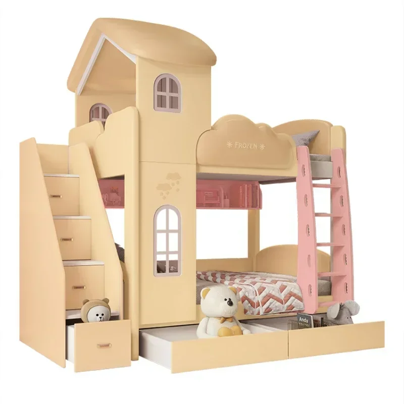 Castle Princess Girl Children Beds Bilayer Up And Down Up And Down Children Beds Senior Cama Infantil Bedroom Furniture