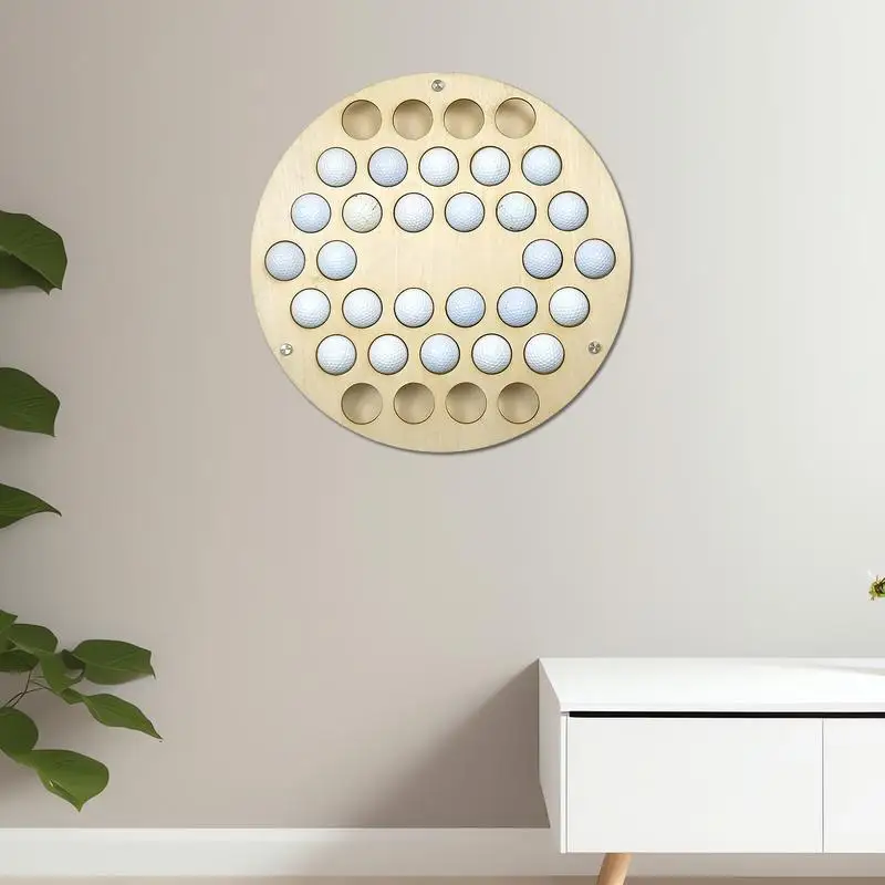 34 Holes Wall Golf Ball Display Rack Wooden Round Golf Ball Shelf Golf Ball Wall Hangings Storage Organizer balls Display Stand