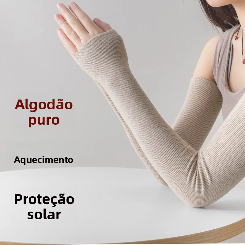 ladies-pure-cotton-long-sleeve-arm-protector-thin-summer-air-conditioned-room-elbow-joint-warmth-fake-sleeve-for-home-use